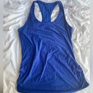 New Balance Blue Rouched Running Tank Top